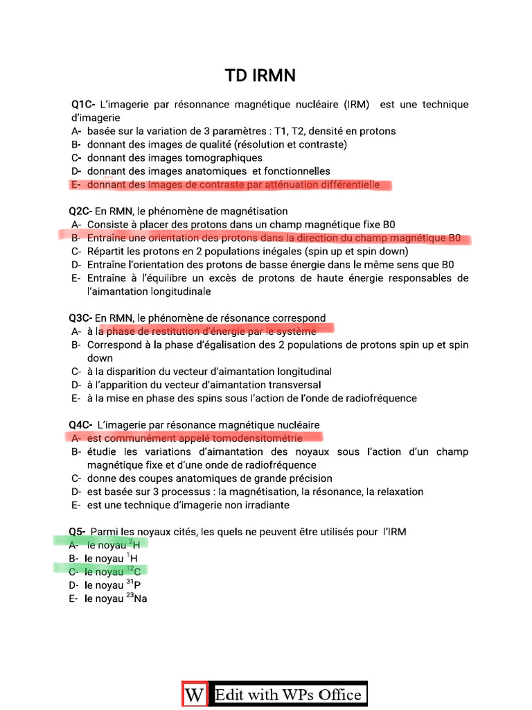 TD MRI and NUCLEAR MEDICINE L3 ESP 2022-1 | PDF