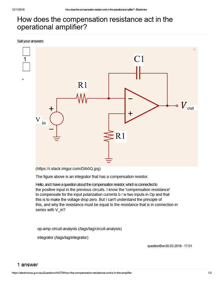 Compensation Resistor in Op-Amps Explained | PDF | Operational ...