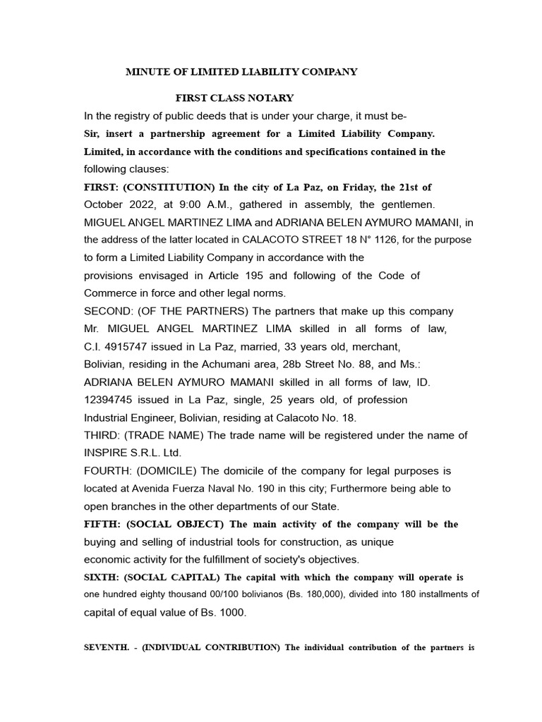 Minutes of A Limited Liability Company | PDF | Taxes | Salary