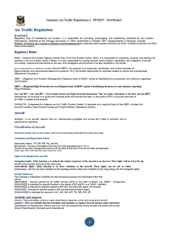 Summary of Air Traffic Regulations | PDF | Transponder (Aeronautics ...