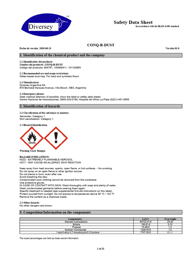 CONQ-R-DUST Safety Data Sheet | PDF | Personal Protective Equipment ...