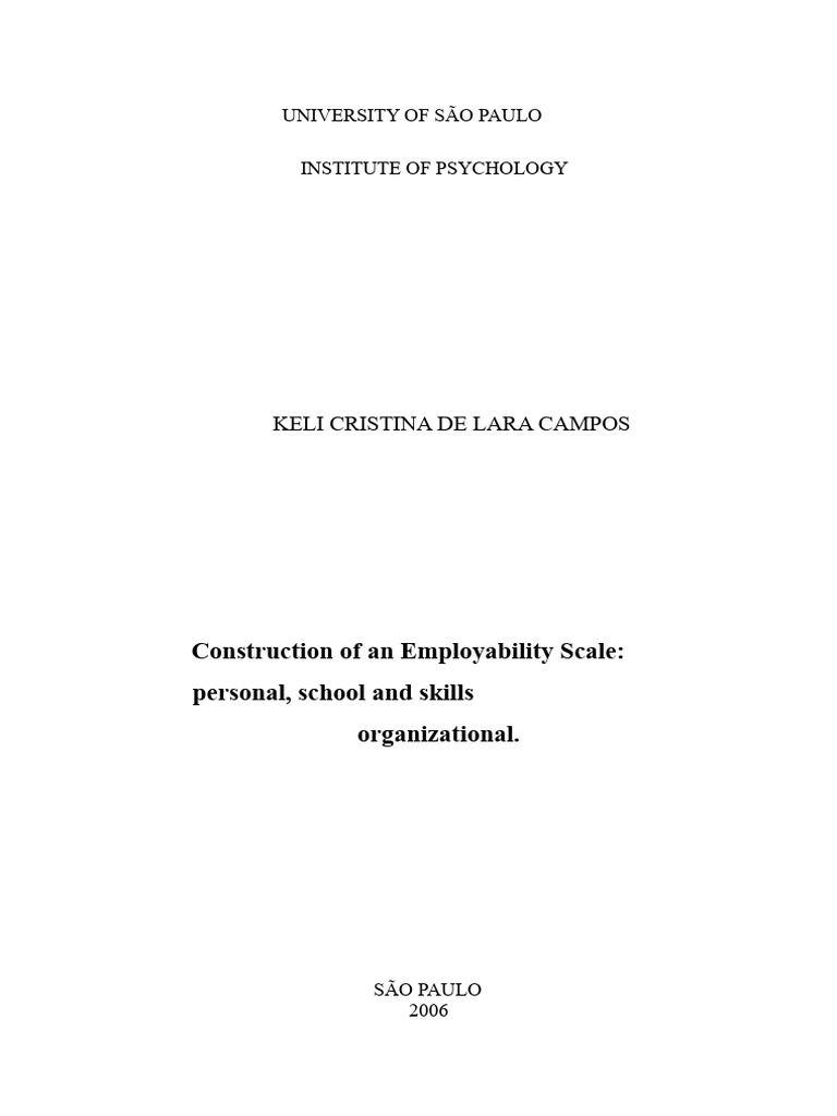 Employability Scale Construction Thesis | PDF | Attitude (Psychology ...