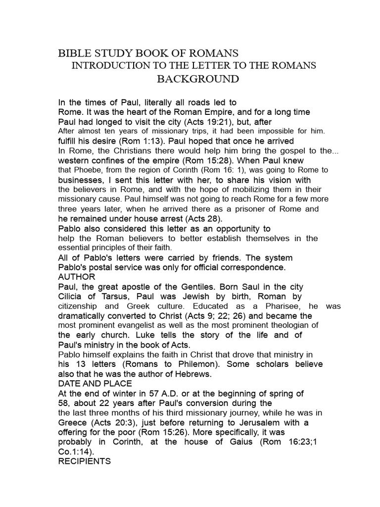Bible Study Book of Romans | PDF | Paul The Apostle | Epistle To The Romans