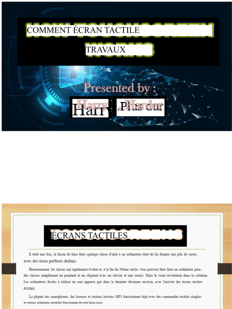 Fonctionnement des écrans tactiles modernes PDF Écran tactile — free download