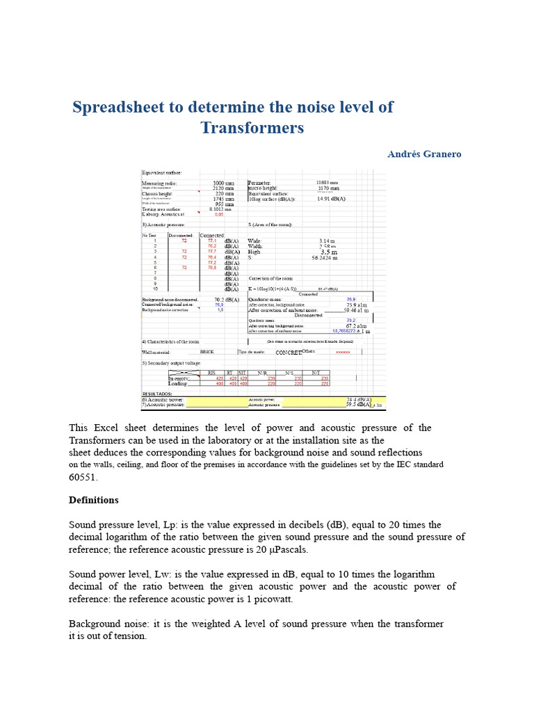 Transformer Noise Level Assessment Tool | PDF | Decibel | Noise