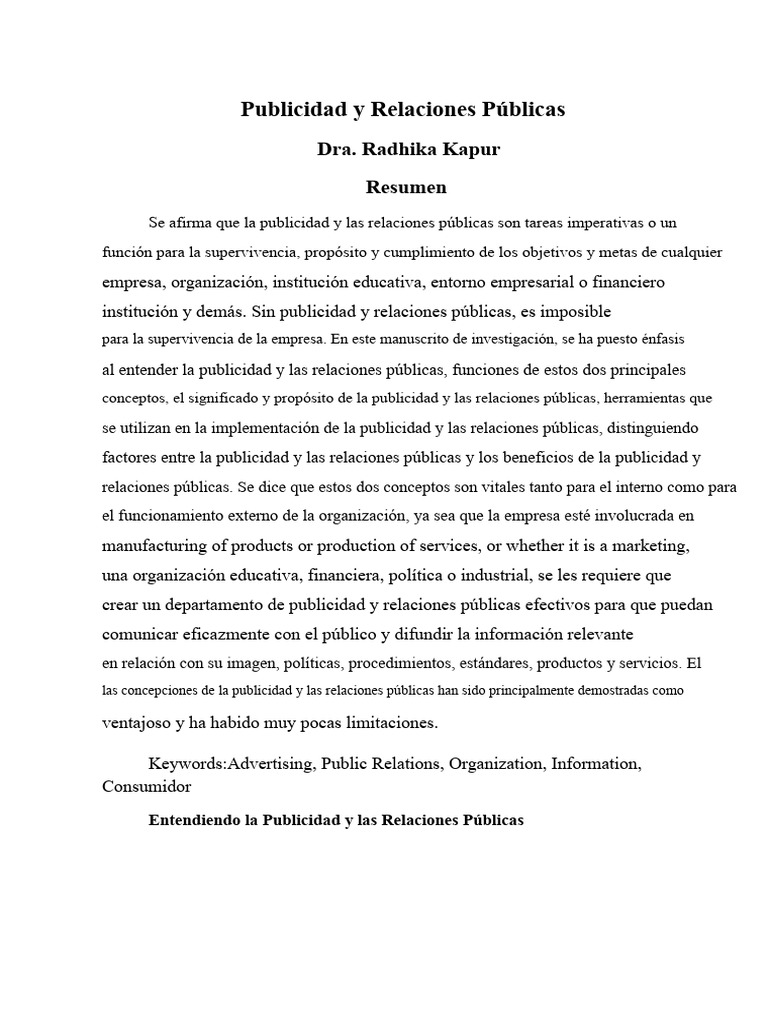 Importancia de Publicidad y RRPP en Empresas | PDF | Publicidad | Business