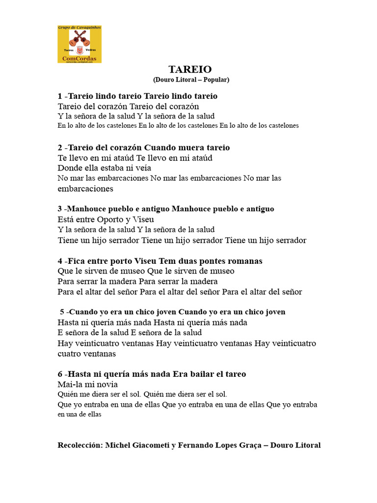 Canciones Populares de Portugal: Recolección y Tradición | PDF