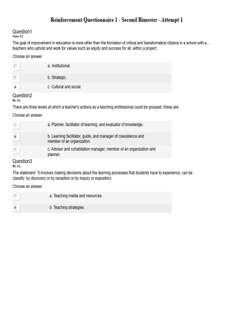 QUESTIONNAIRES General Didactics 2nd Bimester | PDF | Curriculum ...