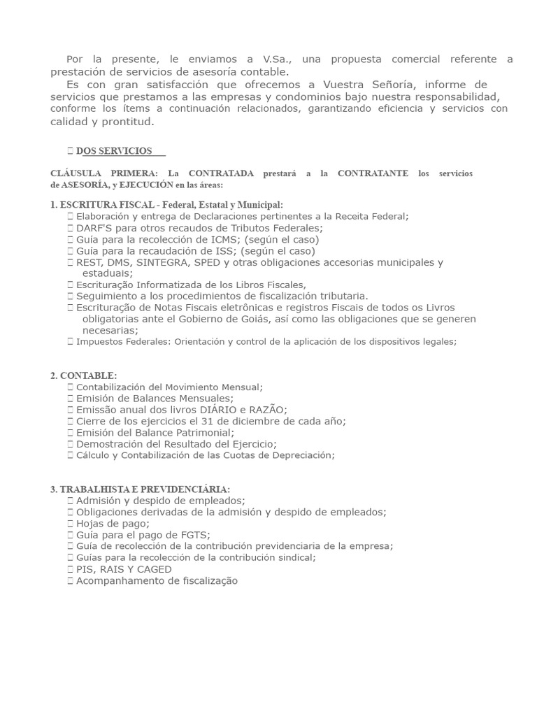 Propuesta de Asesoría Contable Integral | PDF | Contabilidad | Salario ...