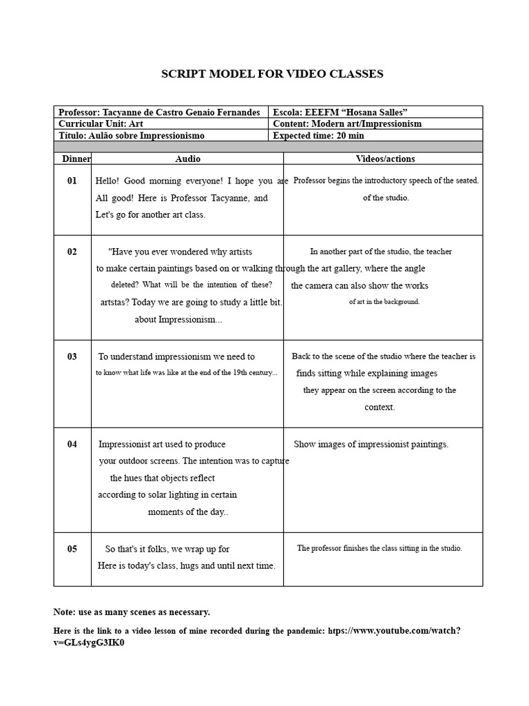 Impressionism Art Class Script | PDF