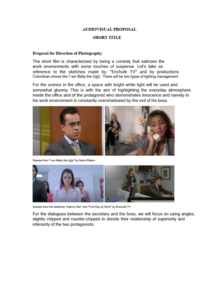 Audiovisual Proposal for Short Film | PDF