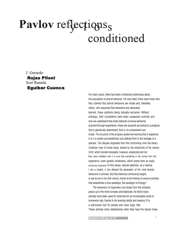 Pavlov and Conditioned Reflexes PDF | PDF | Classical Conditioning ...