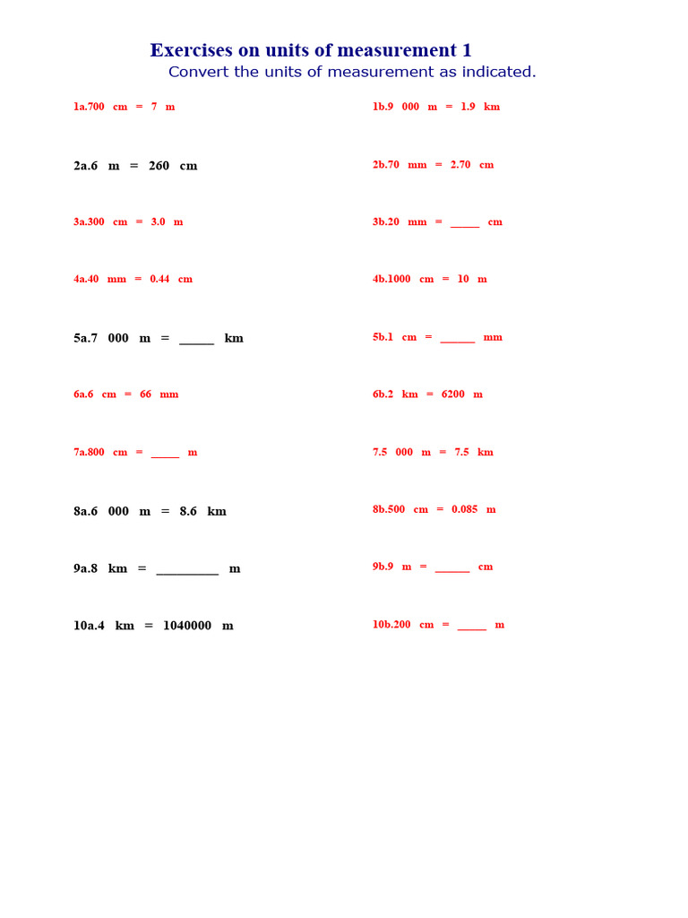 Unit Conversion Exercises Guide | PDF | Yard | Foot (Unit)