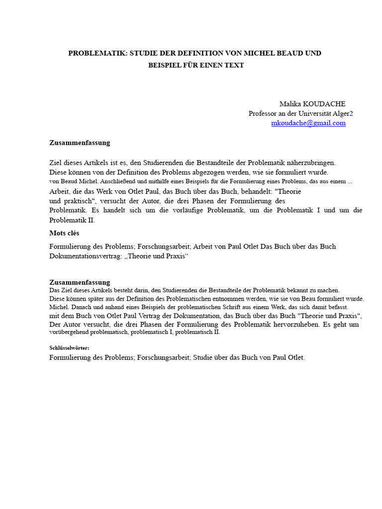Problematik - Untersuchung der Definition von Michel Beaud und Beispiel ...