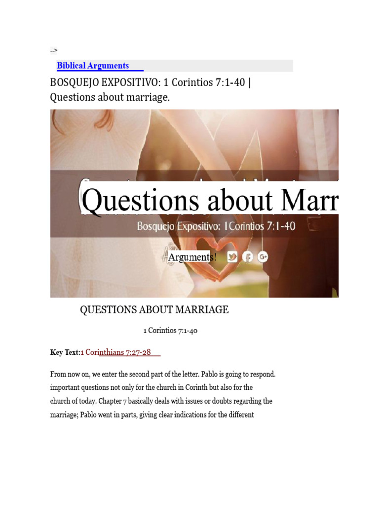 Marriage Insights from 1 Corinthians 7 | PDF | First Epistle To The ...