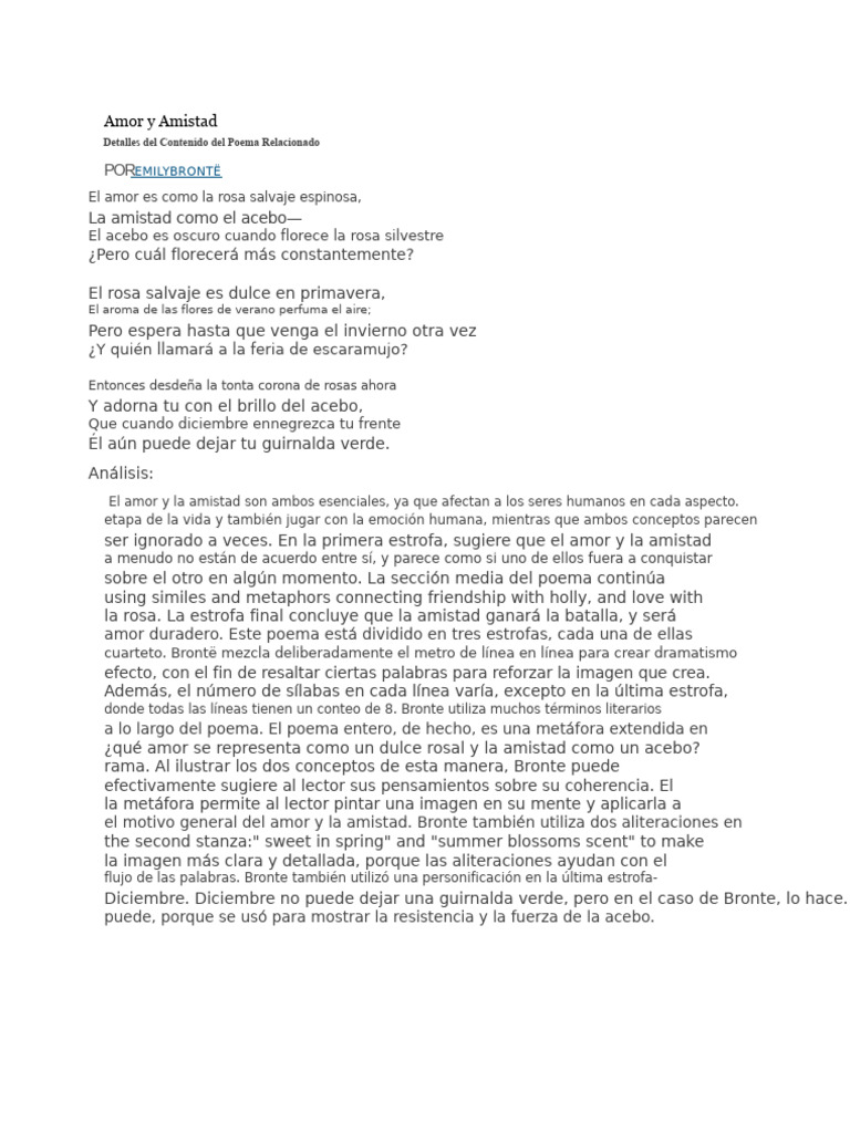 Amor y Amistad en la Poesía | PDF | Teoría literaria | Recursos poéticos
