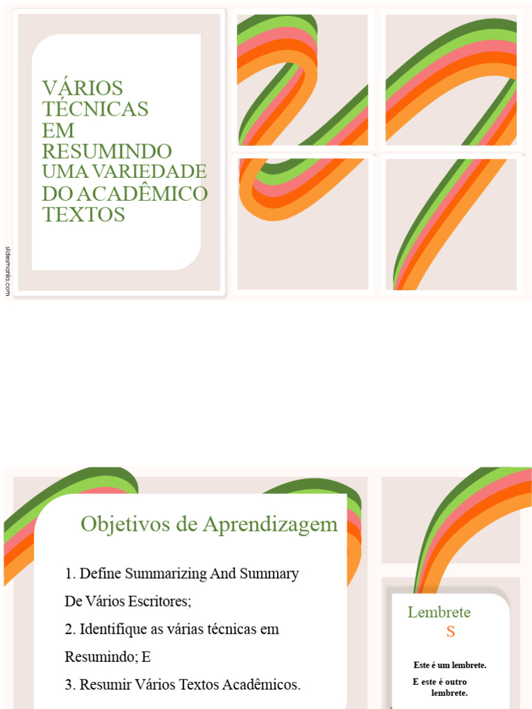 Várias Técnicas para Resumir Uma Variedade de Textos Acadêmicos | PDF ...