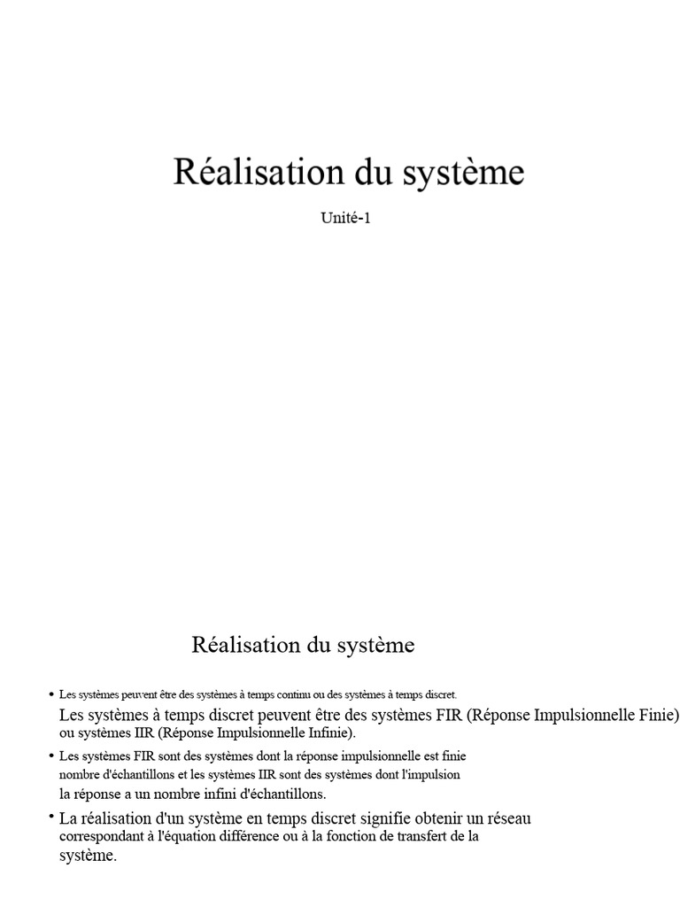 Réalisation de systèmes à temps discret | PDF | Mathématiques appliqués