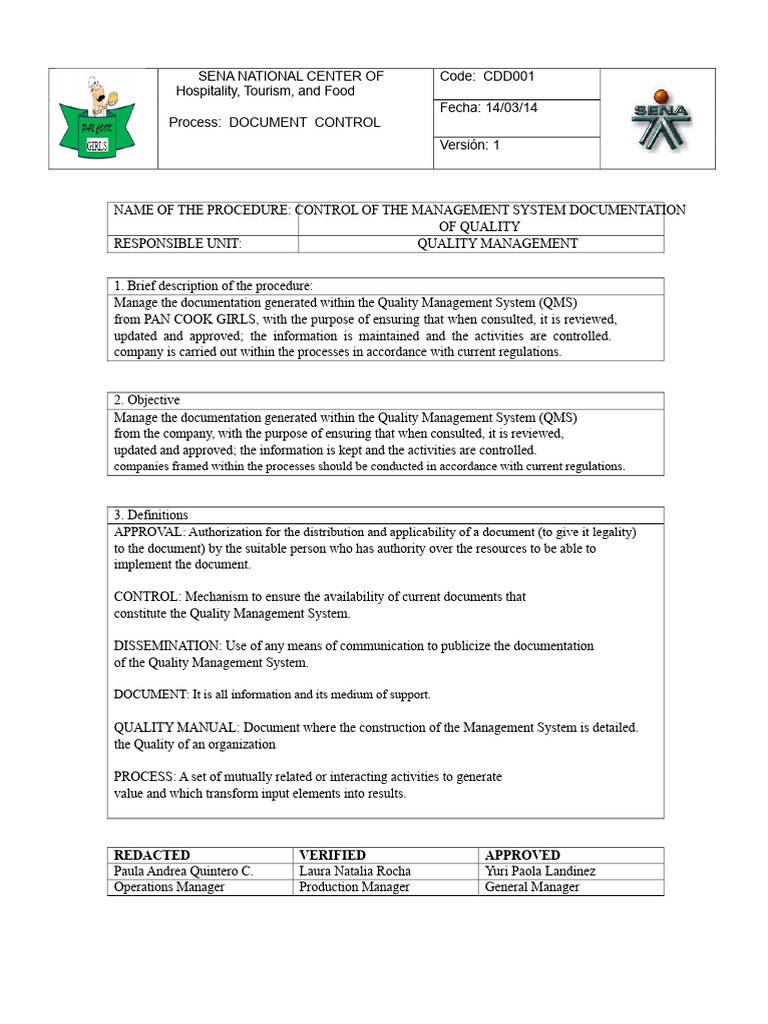 Quality Management Document Control Procedure | PDF | Quality ...