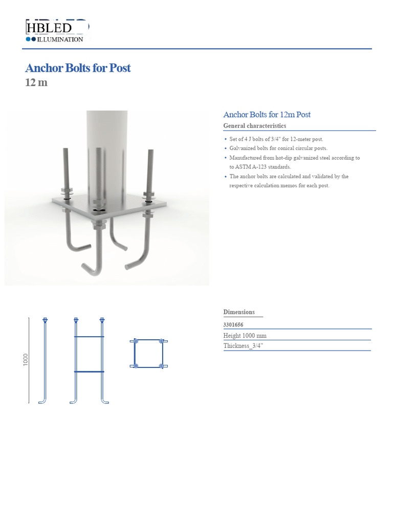 Anchor Bolts For Post 12M | PDF