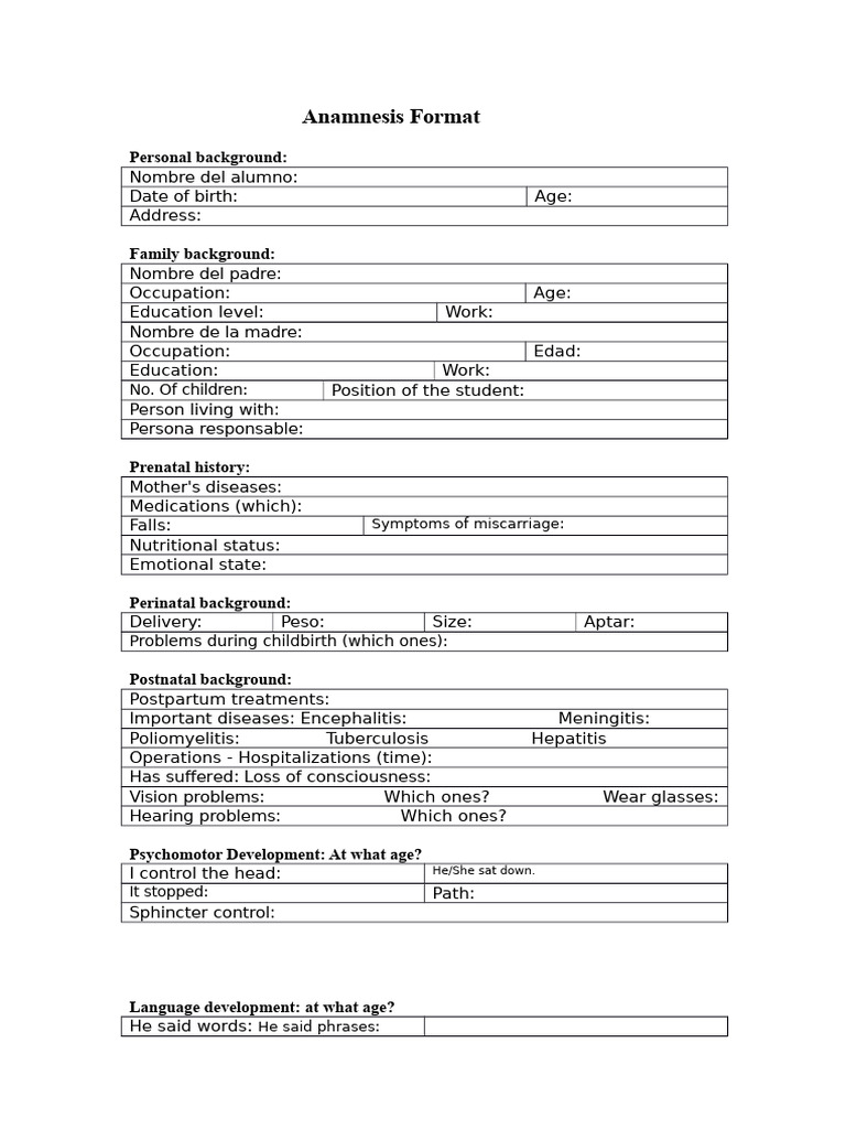 Format Anamnesis | PDF