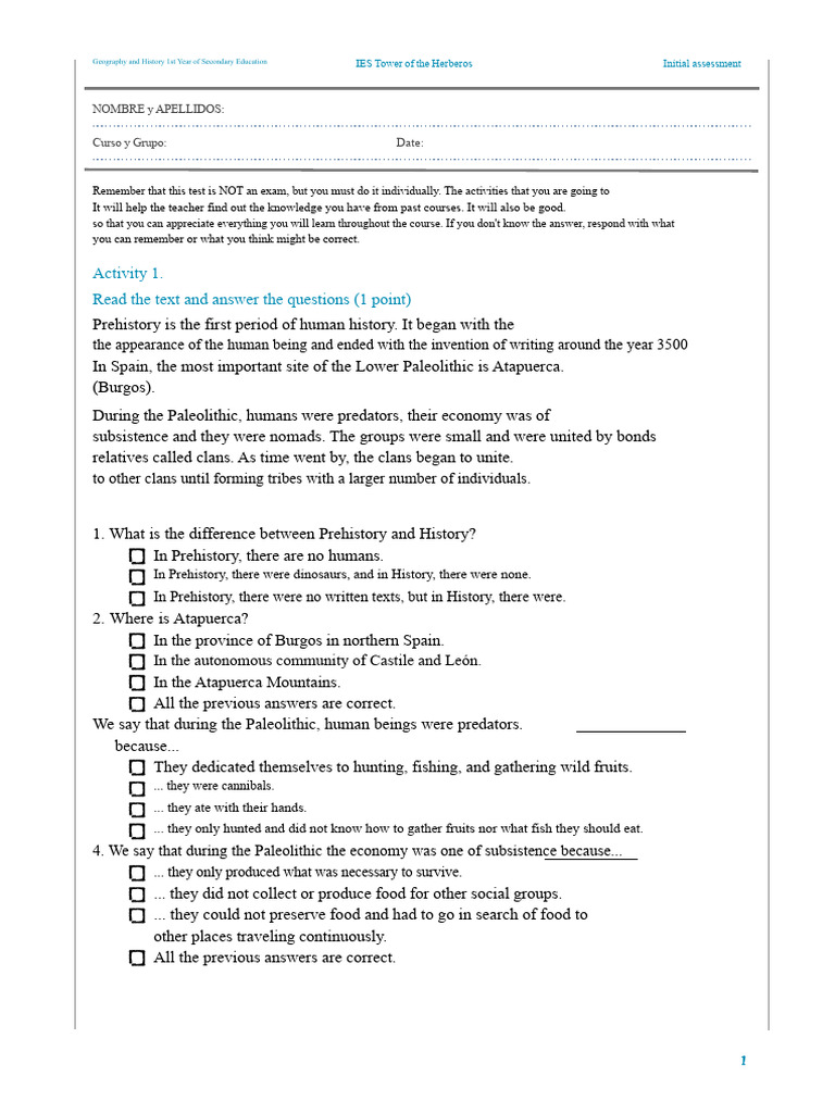 Initial Geography and History Assessment | PDF | Sea Level | Mountains