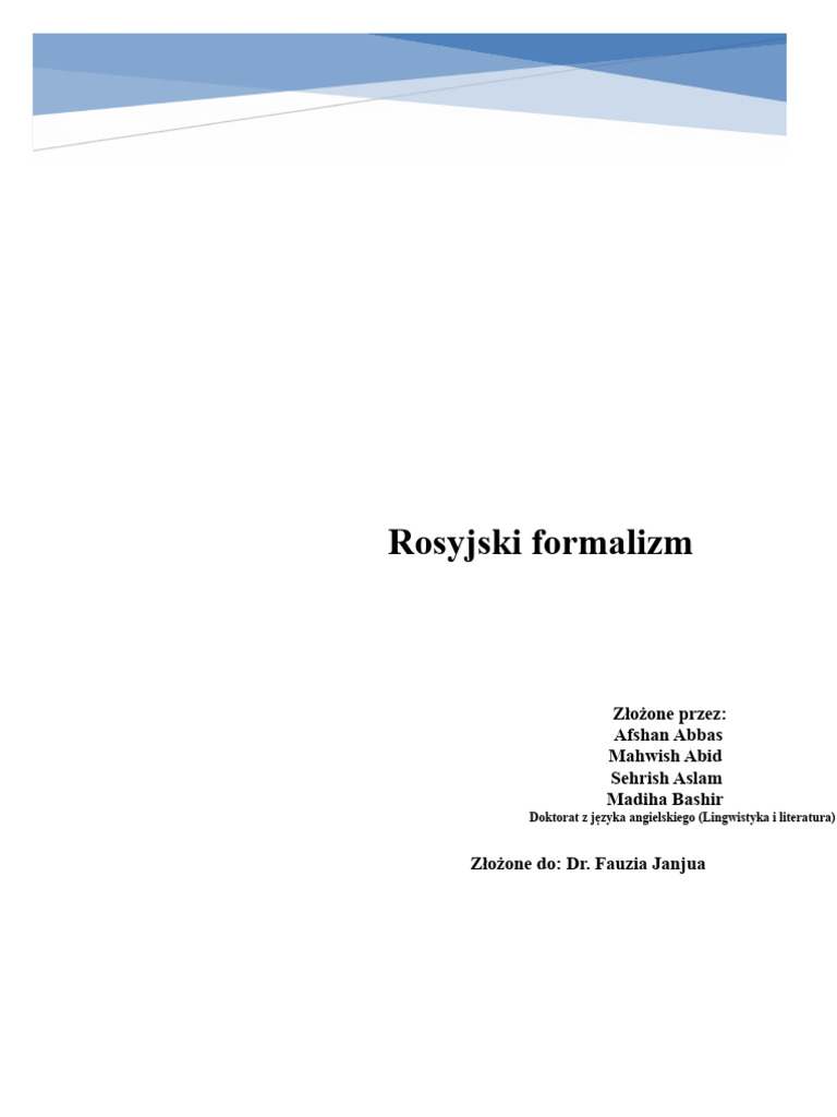 Zadanie 2: Formalizm Rosyjski | PDF