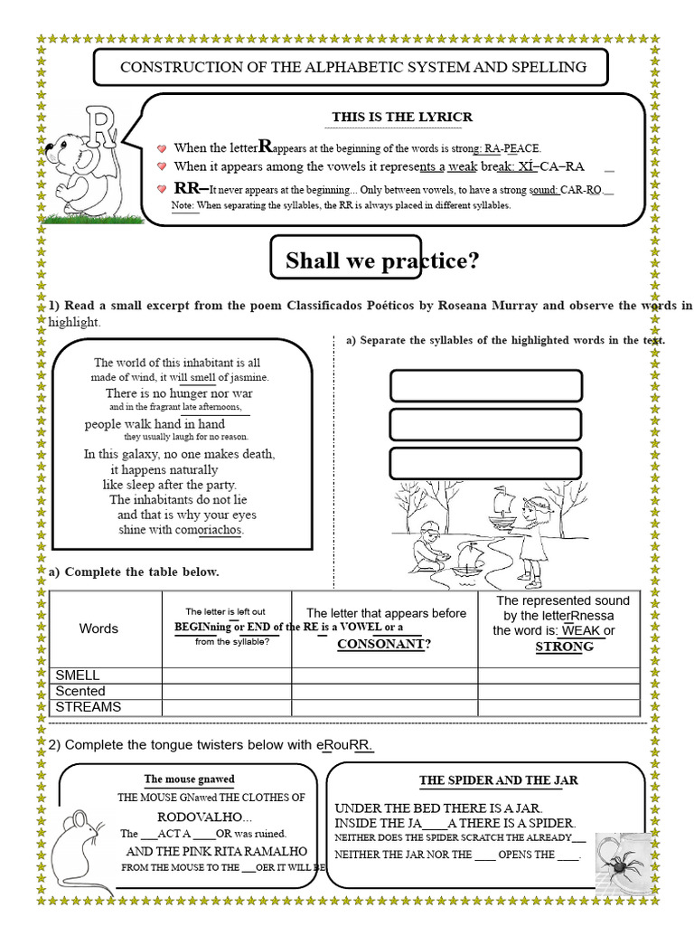 Portuguese Activity On RR and R | PDF | Syllable | Vowel