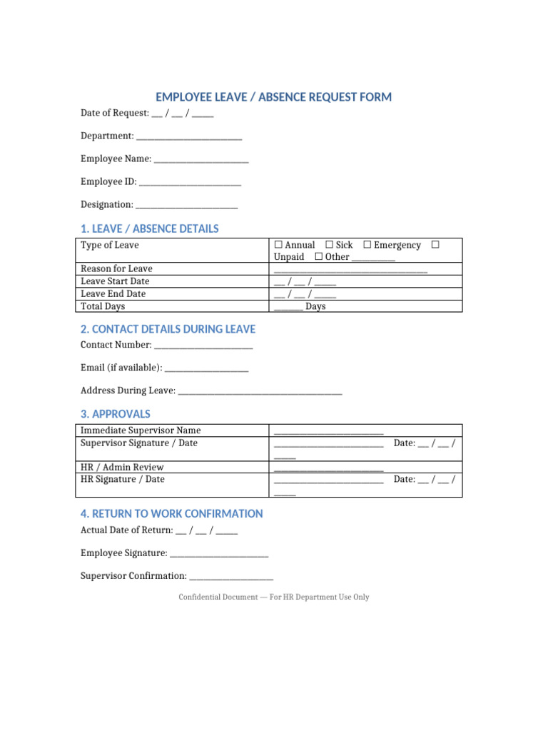 Employee Leave Absence Form | PDF