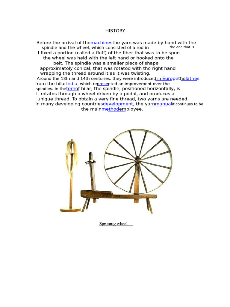 History and Process of Spinning Yarn | PDF | Yarn | Spinning (Textiles)