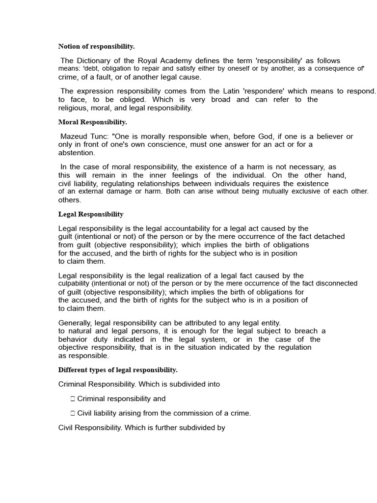 Understanding Responsibility Types | PDF | Damages | Crimes