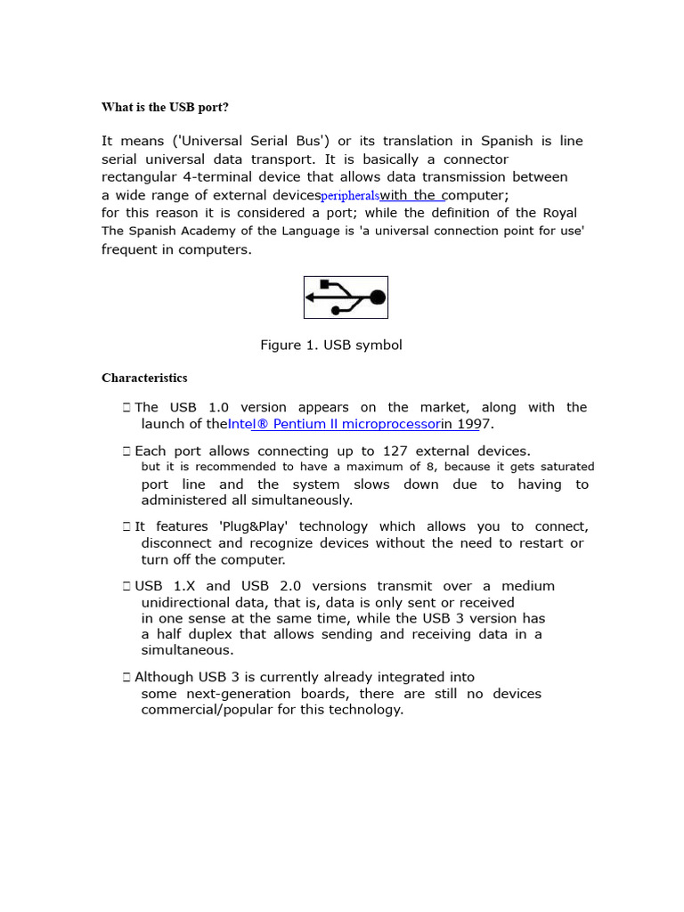 Characteristics of A USB Port | PDF | Usb | Computer Networking