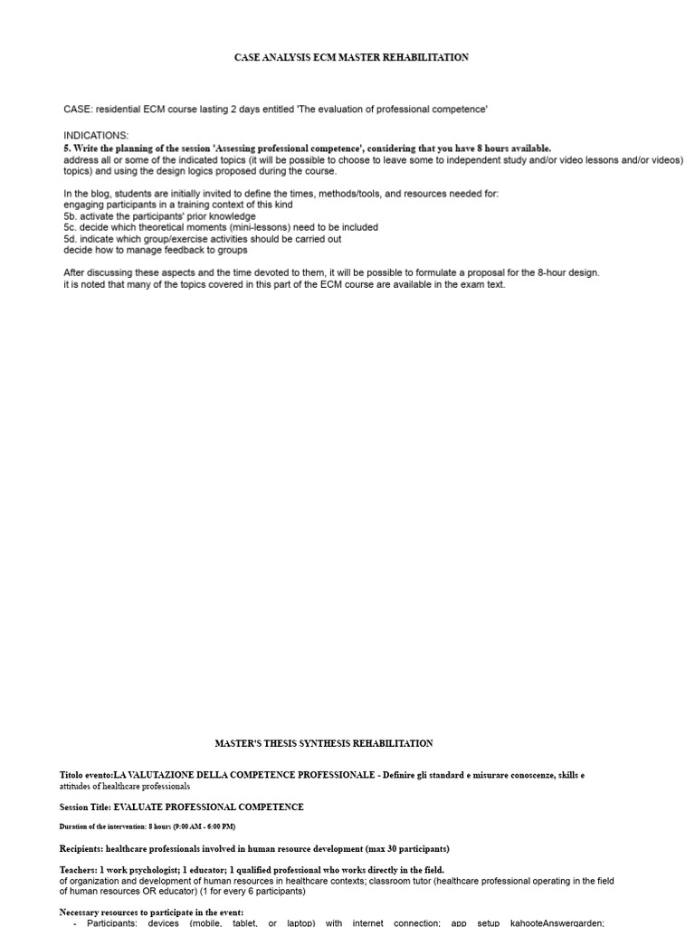 Questions 4-5 and Answers Case ECM Evaluation Competence | PDF ...