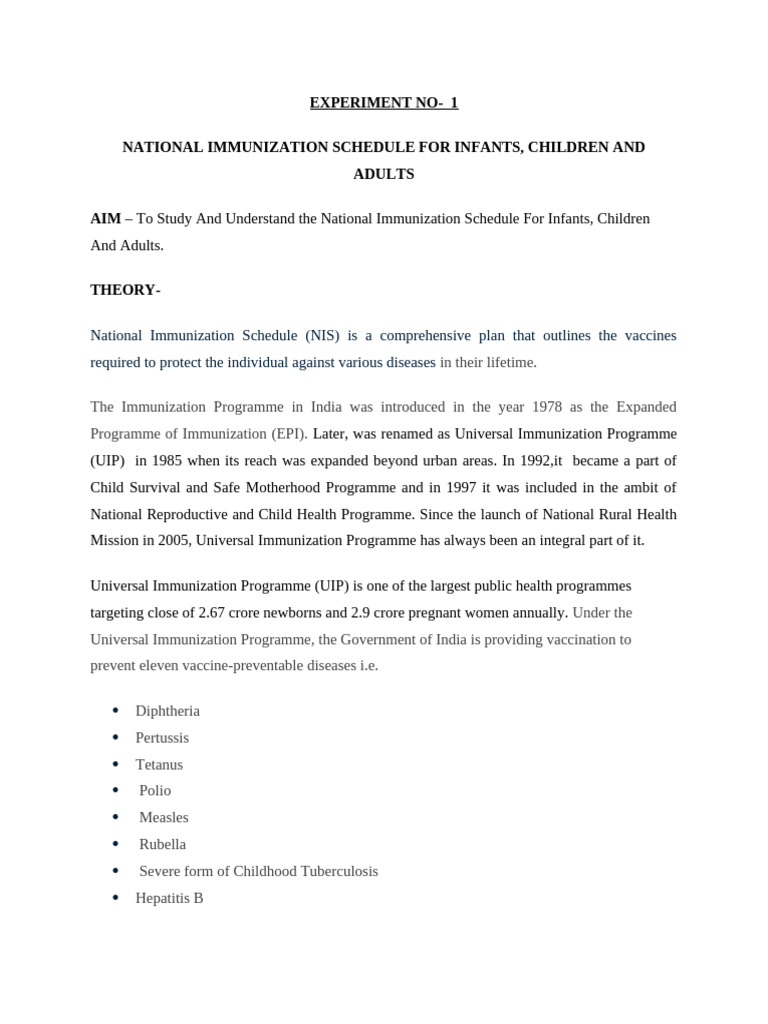 National Immunization Schedule Overview | PDF | Vaccines | Medicine