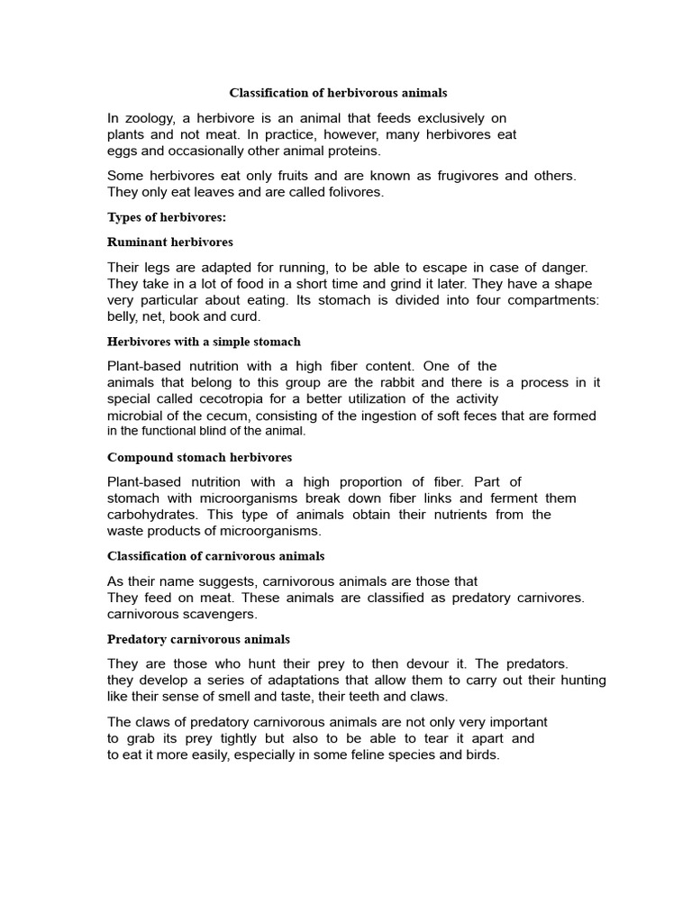 Types and Classifications of Herbivores | PDF | Predation | Herbivore