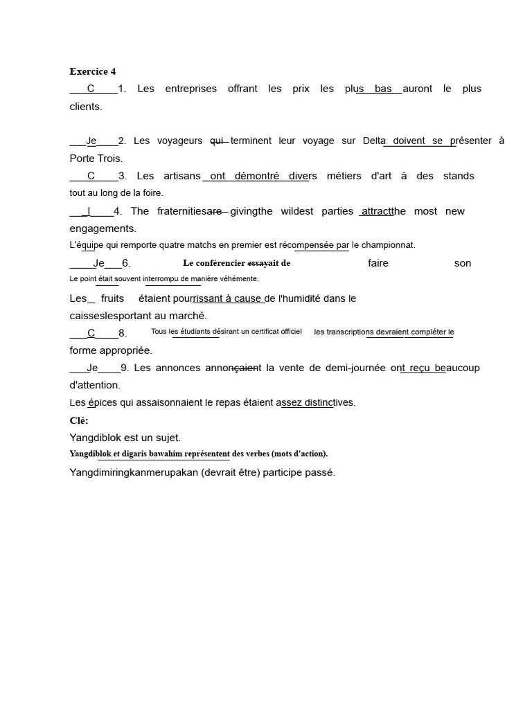 Exercice de grammaire et de vocabulaire | PDF