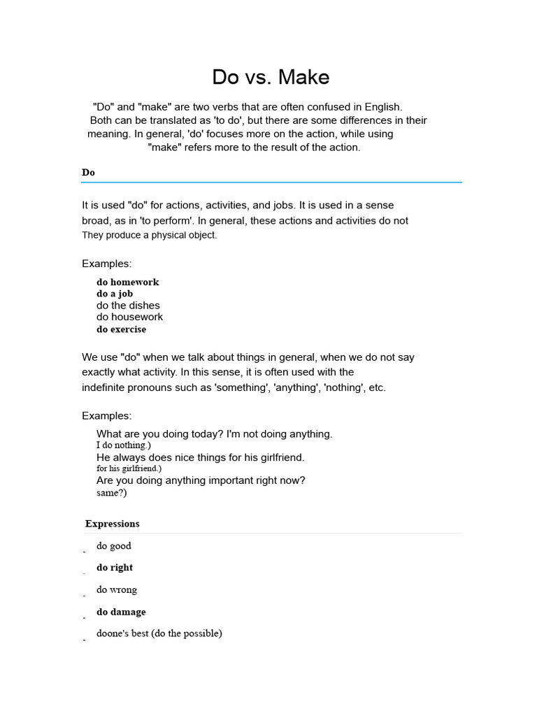 do vs make pdf | PDF | Linguistic Morphology | Grammar