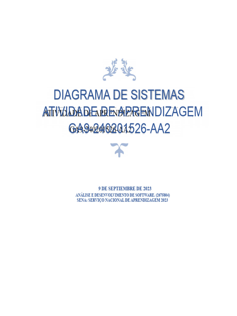 Diagrama de Sistemas Atividade de Aprendizagem Ga9-240201526-Aa2 | PDF ...