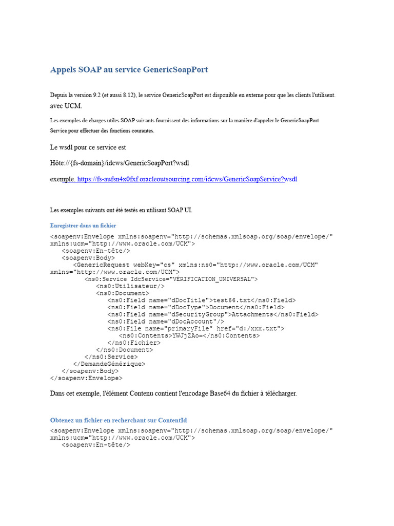 Appels SOAP au service GenericSoapPort | PDF | Fichier informatique ...