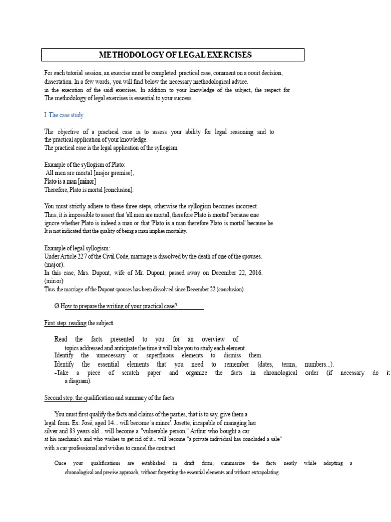 Legal Exercise Methodology Guide | PDF | Judgment (Law) | Manslaughter