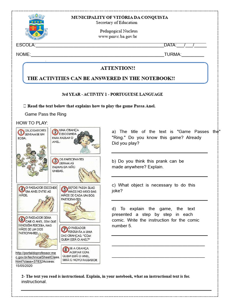3rd Year - Week 7 - Activity 1 - Portuguese | PDF | Languages Of Asia ...