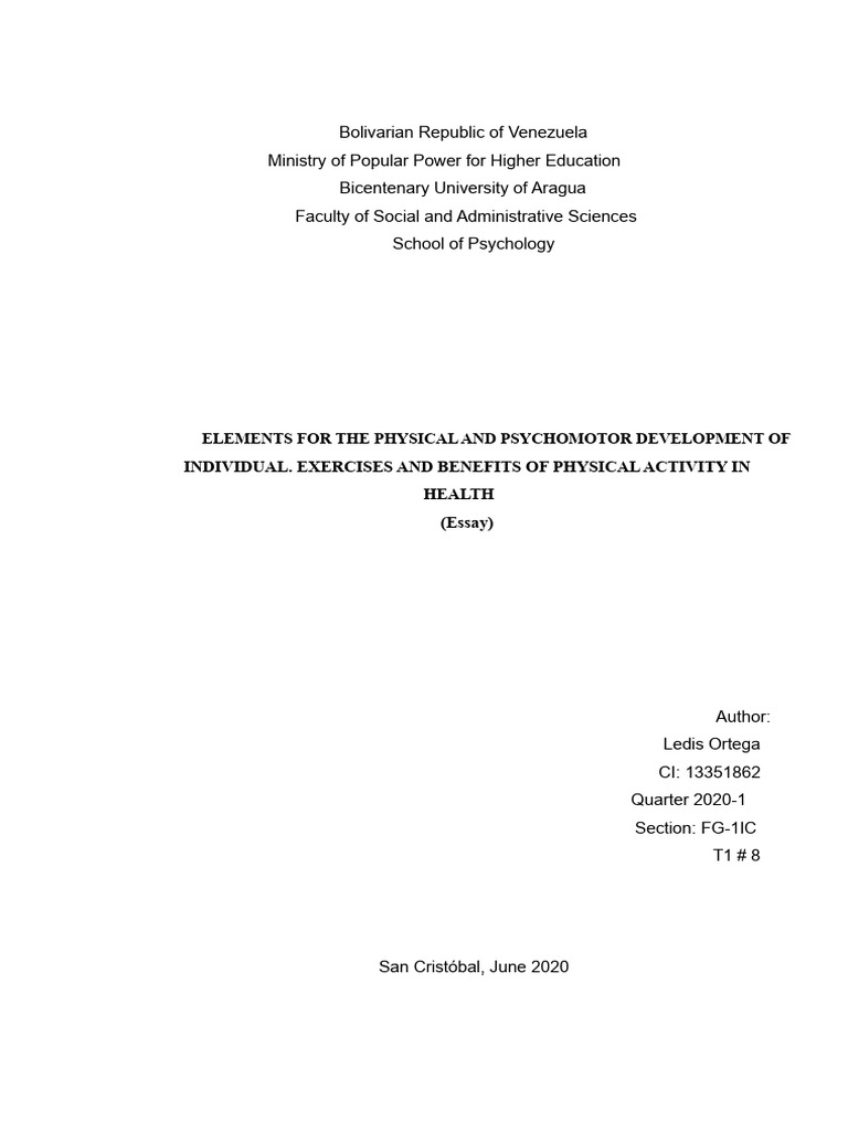 Elements For The Physical and Psychomotor Development of The Individual ...