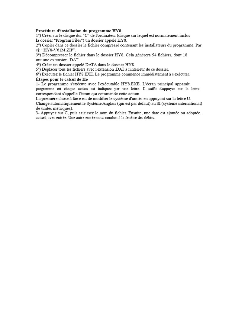 Installation et utilisation du programme HY8 | PDF | Programme ...