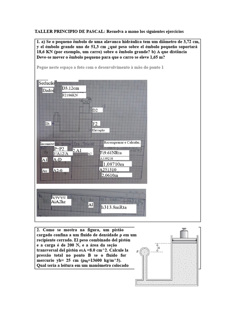 Exercícios Práticos sobre o Princípio de Pascal | PDF | Pistão | Bomba