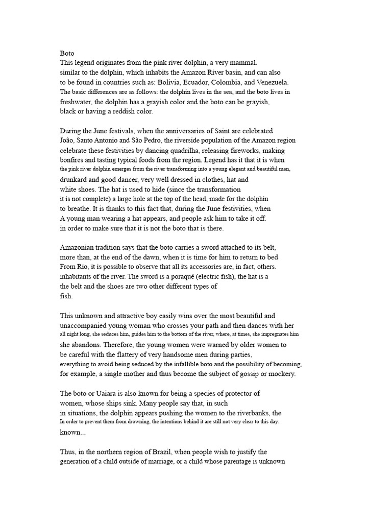 Legend of the Boto | PDF | Amazon River