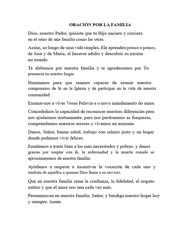 Oración por la Familia y la Fe | PDF
