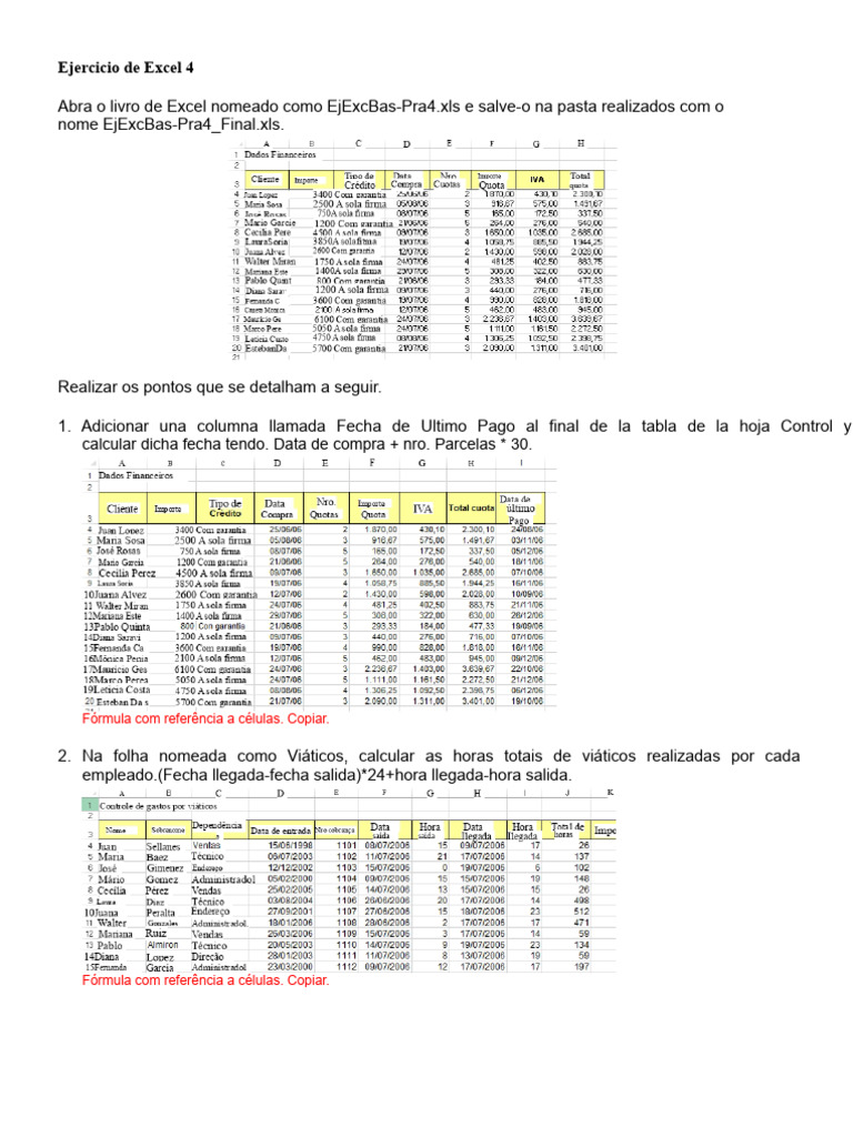 Ejercicio Excel: Cálculos y Formatos | PDF