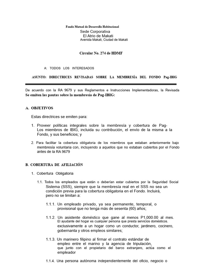 Directrices sobre Membresía Pag-IBIG | PDF | Salario | Dividendo
