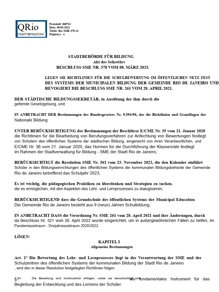 D.O. - Beschluss Sme 378, Vom 8. März 2023 - Richtlinien Für Die ...
