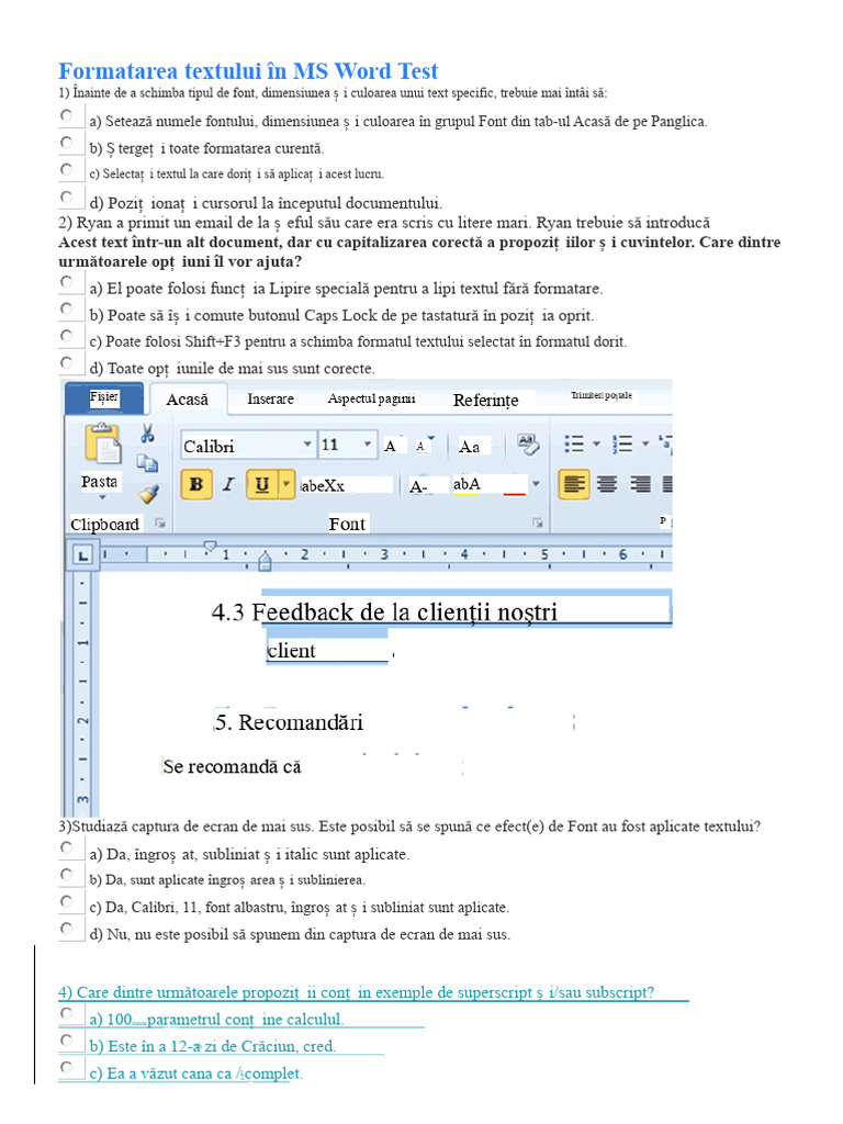 Test de Formatare A Textului În MS Word | PDF